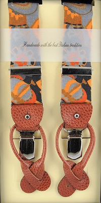 Button-Hosenträger stoffüberzogen orange braun